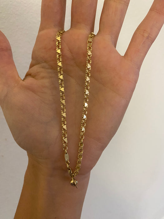 14K Gold Heart Chain Necklace