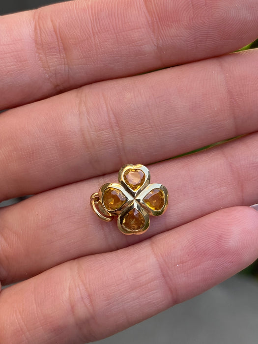 14K Gold Yellow Sapphire Clover Pendant