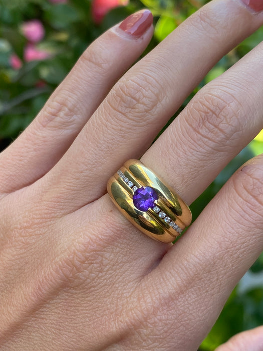18k amethyst diamond ring by kabana size 6.75
