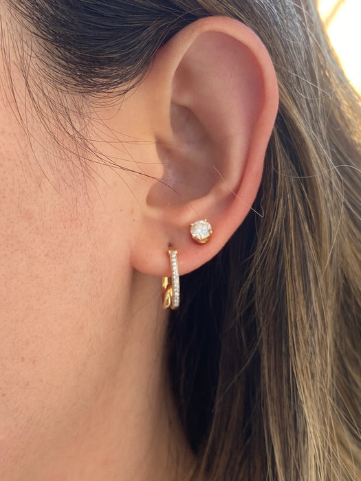 Vintage 10k Diamond Huggie Earrings