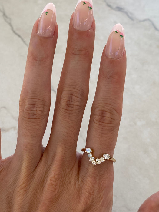 14K Oval & Round Lab Diamond Chevron Ring