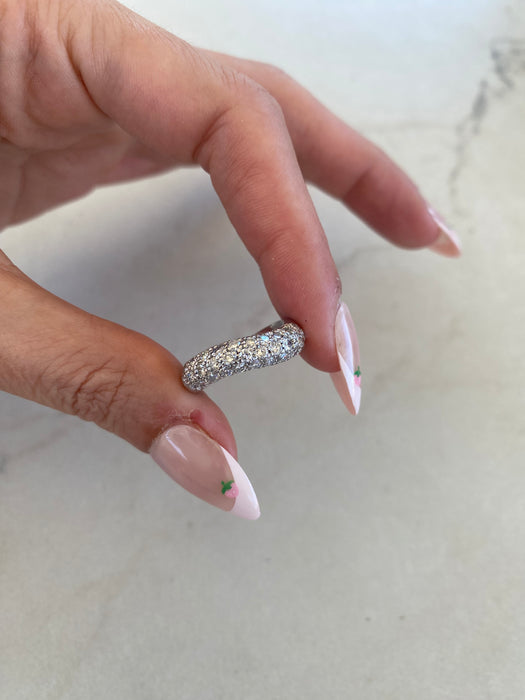 Vintage Platinum 900 1 Carat Diamond Wavy Ring
