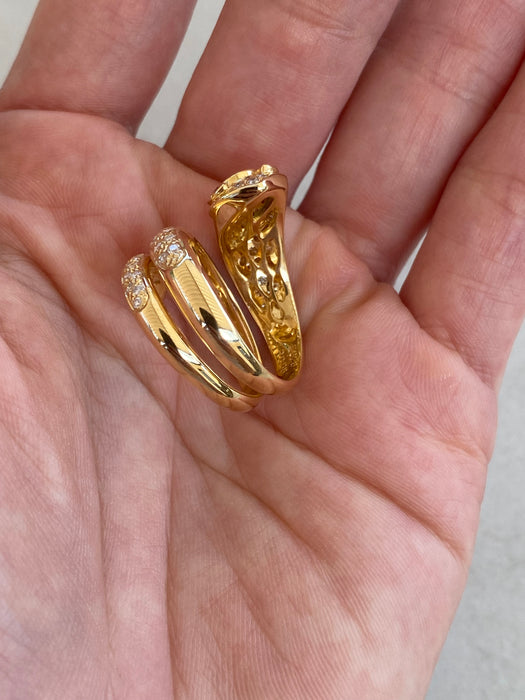 18K Gold Ruby, Emerald & Diamond Snake Ring
