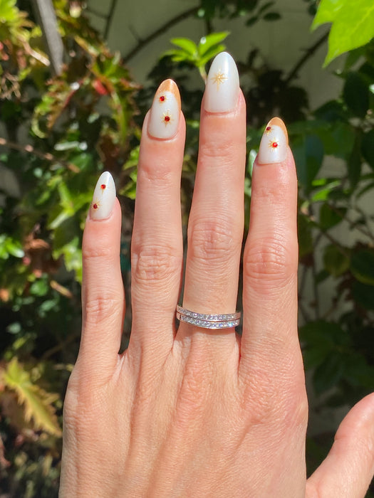 14K White Gold Slightly Wavy Diamond Ring