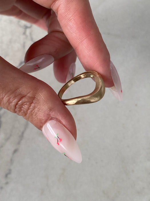 14K Gold Brushed Curved Band Ring