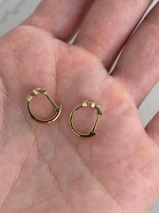 14K Gold Diamond & Ruby Star Huggie Earrings