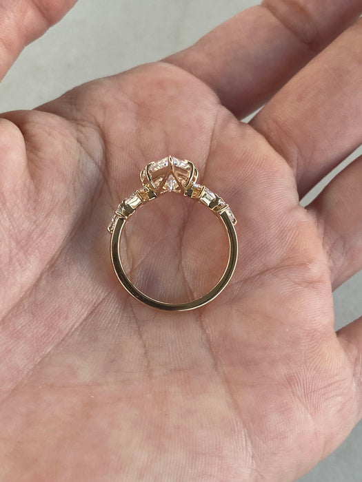 14K 3.51 TCW Step-Cut Pear Lab Diamond Ring