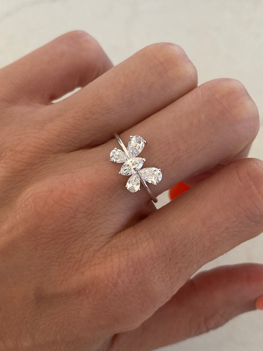 14K White Gold Lab Diamond Butterfly Ring – 1.11 CTW
