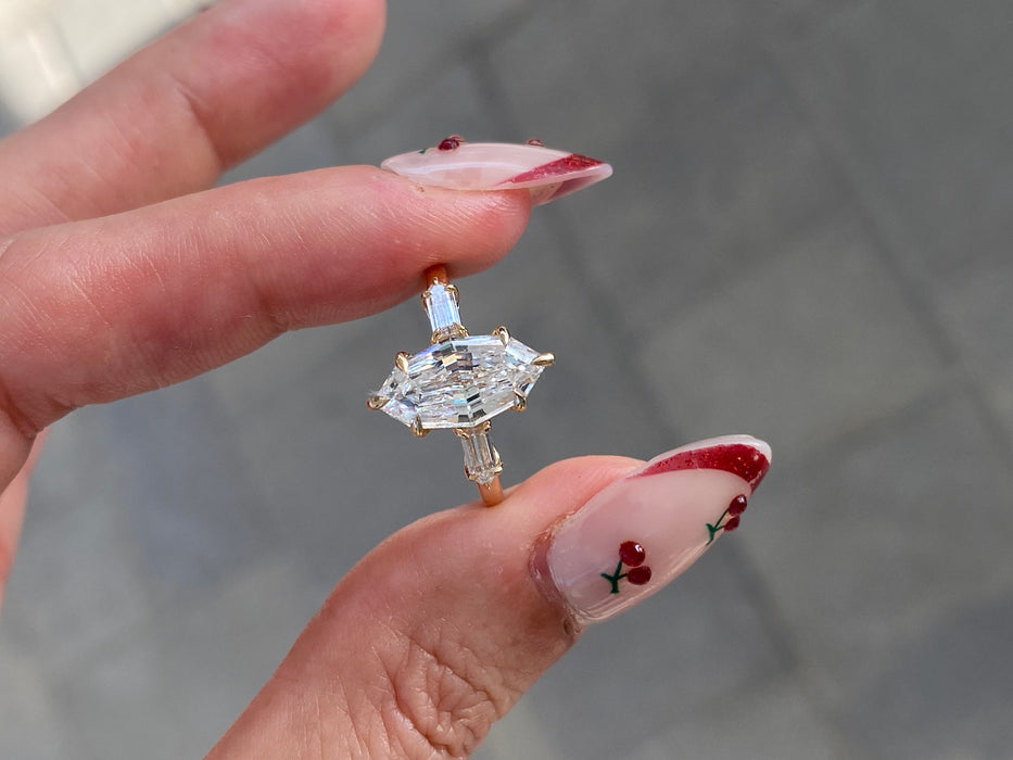 14K 2.38 TCW Step Cut Marquise Lab Grown Diamond Ring