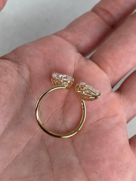 14K Open Pear 4.1 TCW Lab Diamond Ring