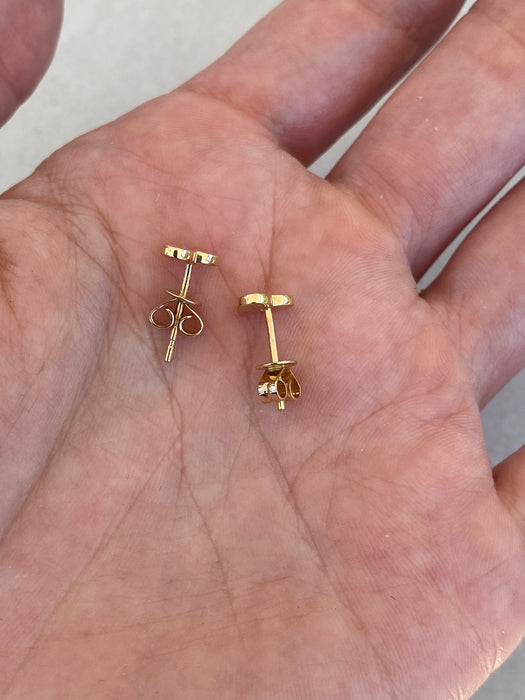 14K Gold Pink Enamel Diamond Heart Stud Earrings