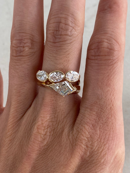 14K Gold Three Oval Lab Diamond Ring | 1.63 TCW