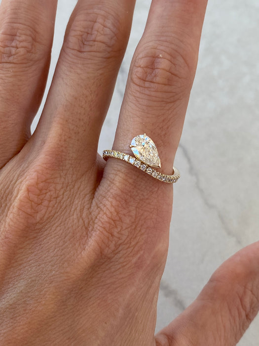 14K Wavy Pear Lab Diamond Ring — 1.27 TCW