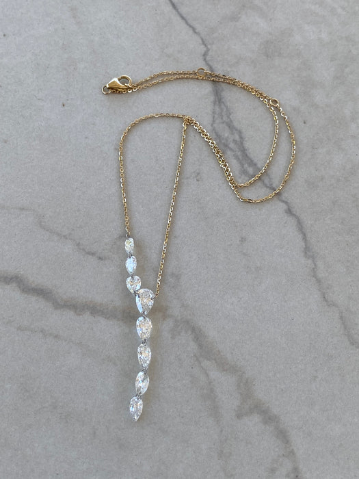 14K 3.6 TCW Lab Diamond Pear Lariat Necklace
