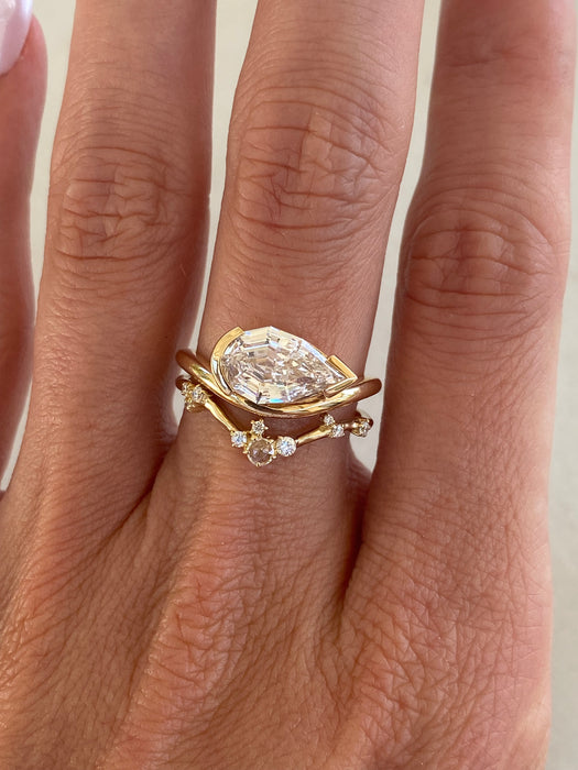 14K Gold 2.03ct IGI Certified Lab Diamond Pear Step-Cut Ring