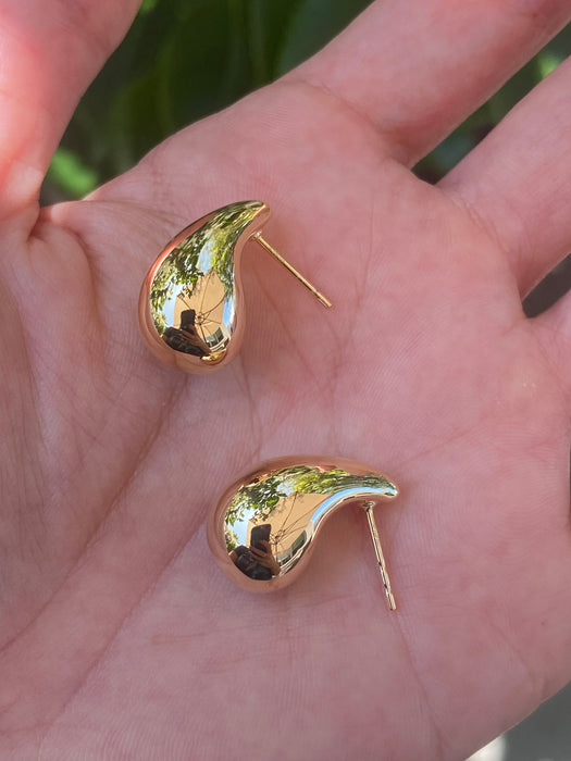 14k puffy baby sized tear drop earrings