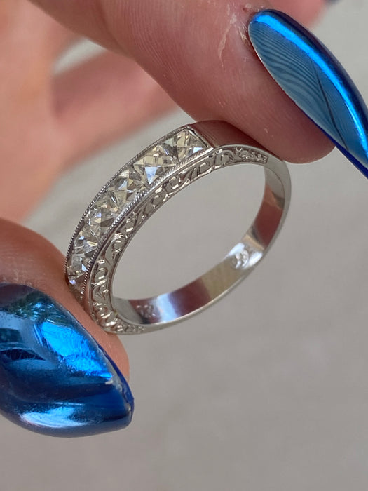 Antique French Platinum 850 French Cut Diamond Ring — Circa 1910