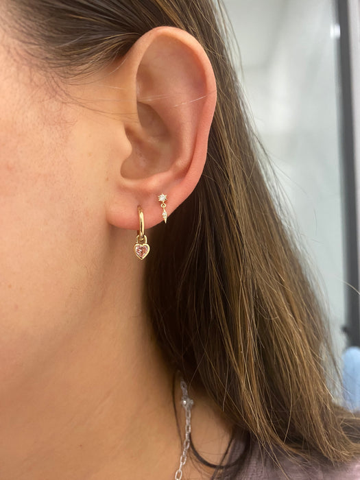 14K Lab Diamond Star & Marquise Dangle Stud Earrings