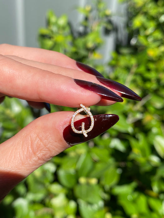 14k single earring diamond letter initial stud