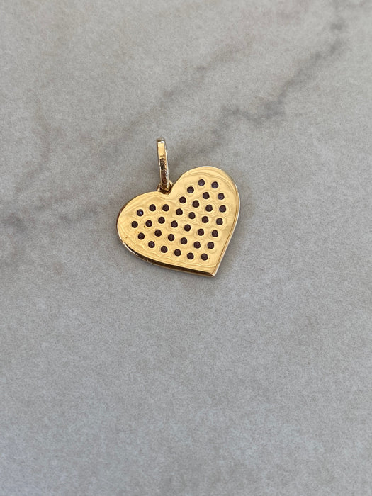 14K Gold Pink Sapphire Heart Charm