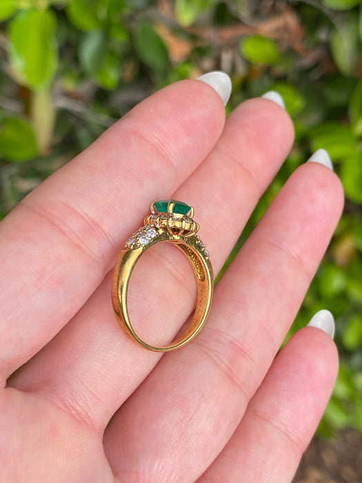 18k emerald and diamond ring size 6.5