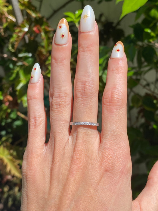 14K White Gold Slightly Wavy Diamond Ring