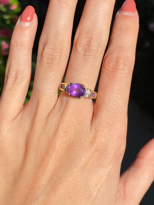 14k amethyst diamond ring size 5.75