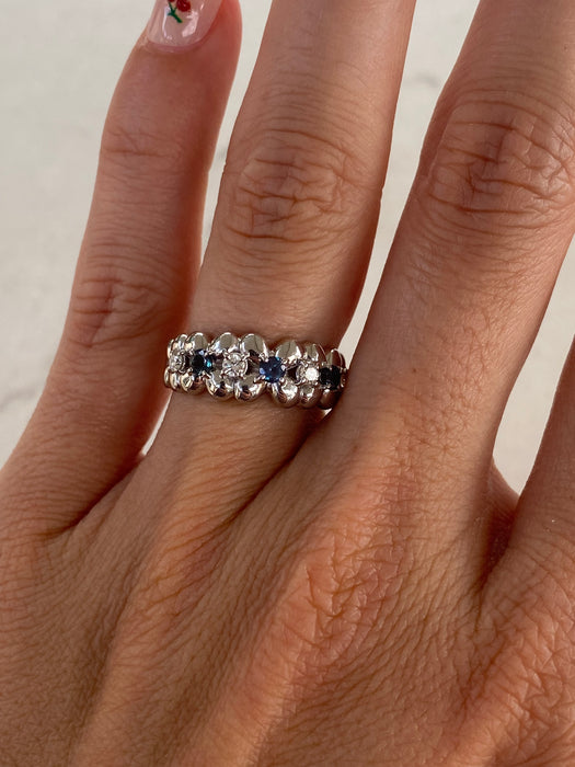 Vintage Platinum 900 Alexandrite & Diamond Flower Ring