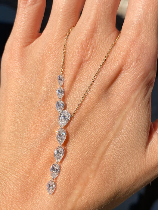 14K 3.6 TCW Lab Diamond Pear Lariat Necklace