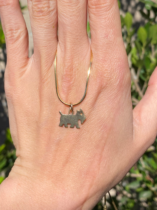 Vintage 1981 Leonore Doskow 14K Gold Dog Charm Pendant Signed