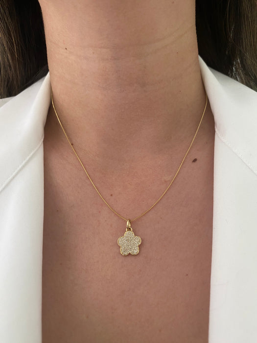 14k diamond flower pendant charm