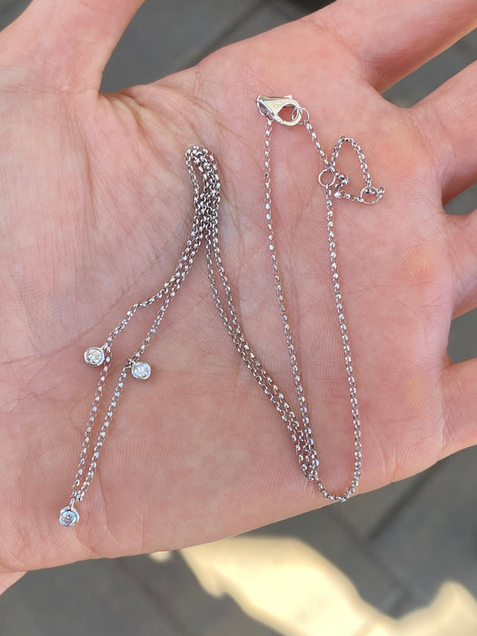 14K White Gold Lab Diamond Drop Necklace