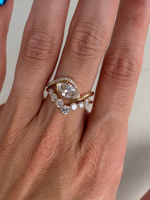 14K Chevron Lab Diamond Ring