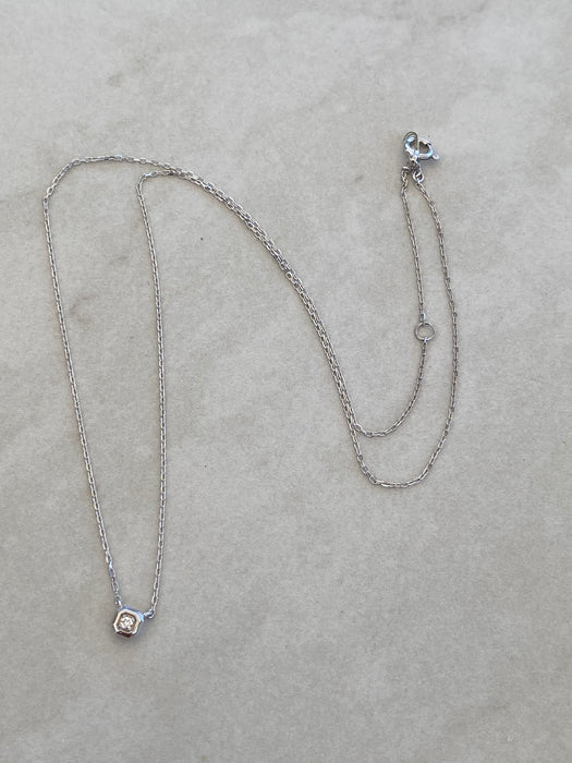 Vintage 10K White Gold Diamond Necklace