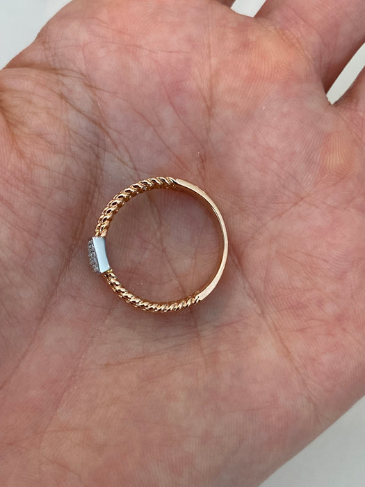 14K Rose Gold Braided Diamond Ring