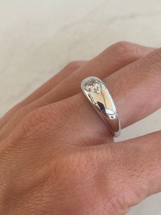 14K White Gold Pear Lab Diamond Ring 0.75 CTW Flush Set