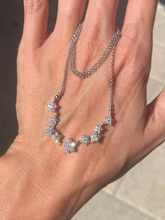 Vintage Platinum 900 Natural Diamond Articulated Flower Necklace – 1.50 TCW