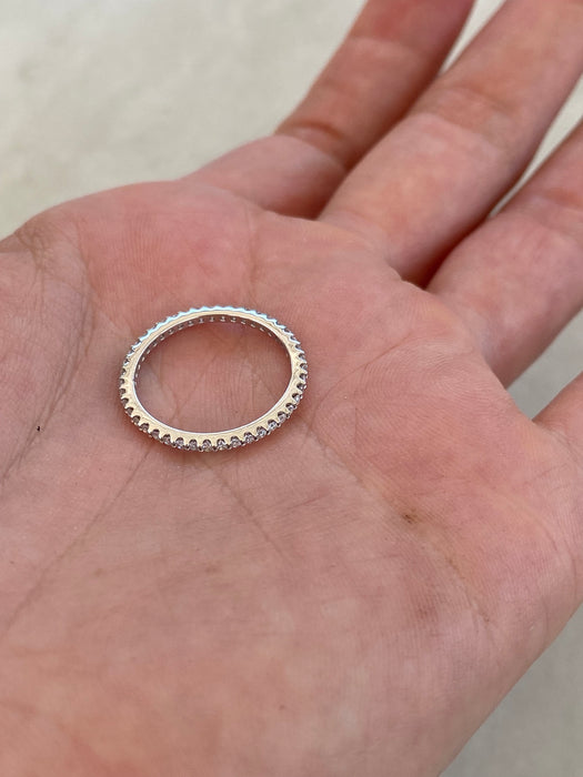 Vintage 18K White Gold Vintage Natural Diamond Eternity Ring | Size 4.5