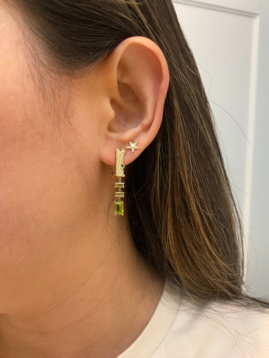 14k peridot diamond alligator earrings