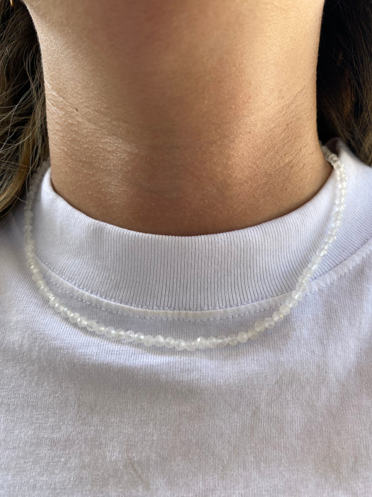 14K Gold Moonstone Beaded Necklace