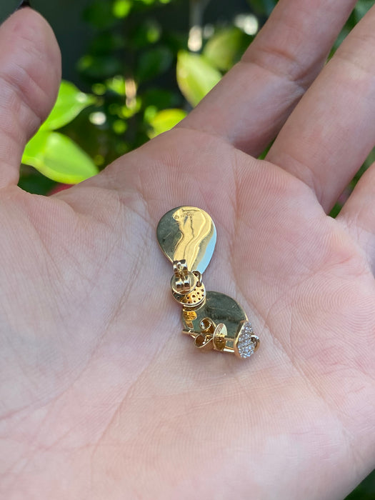 14k glitter disc diamond earrings