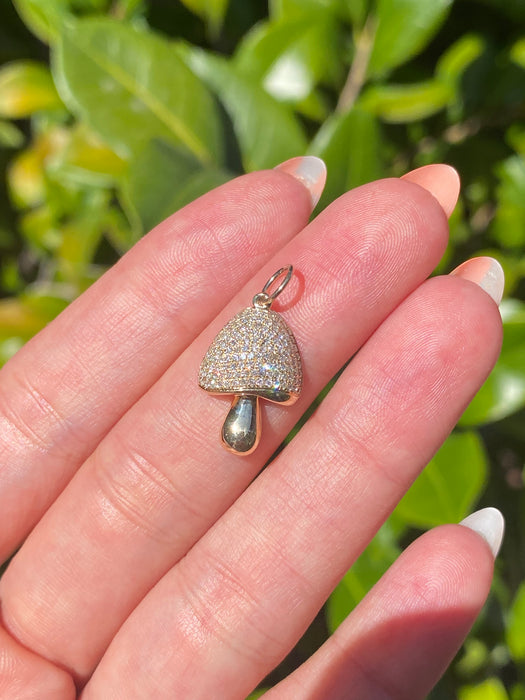14k diamond mushroom charm