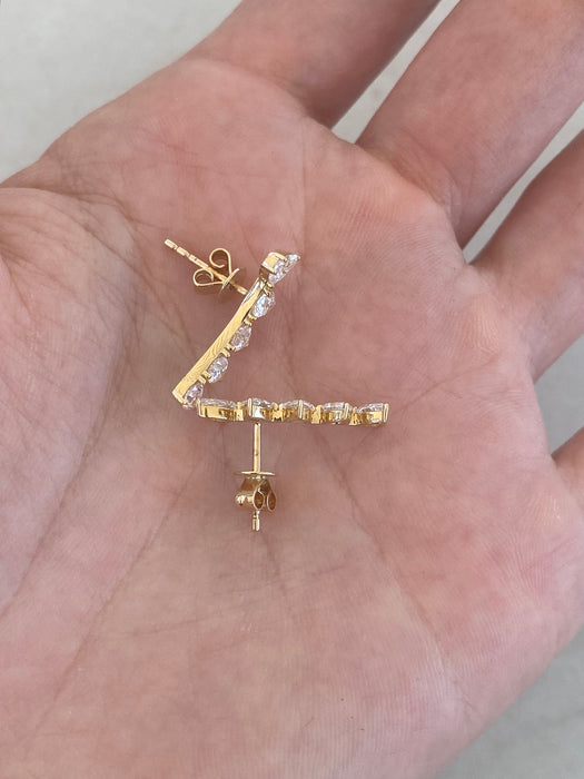 14K 1.5 TCW Lab Diamond Pear Climber Earrings