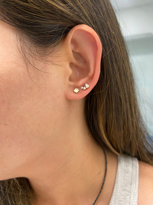 14K Gold Lab Diamond Curved Flat Back Stud Earring