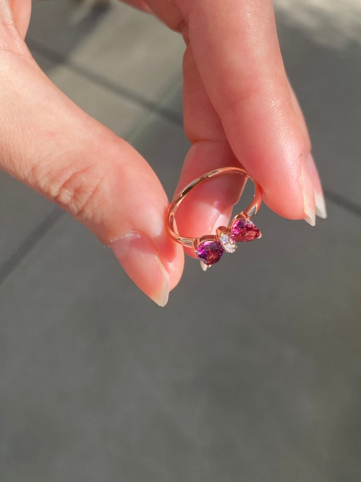 10k rose gold garnet bow ring size 6.5