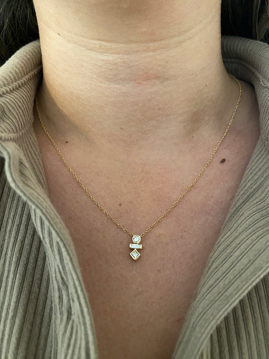10K Yellow Gold Multi-Cut Lab Diamond Vertical Bar Necklace – 0.25 TCW