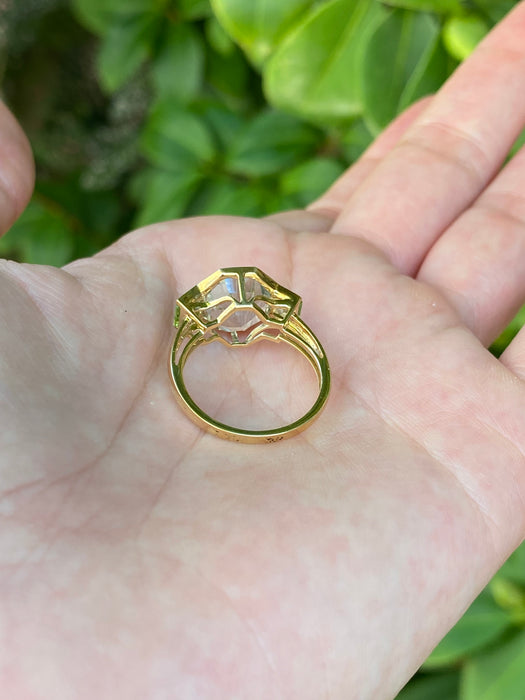 18k green amethyst peridot ring size 6.5