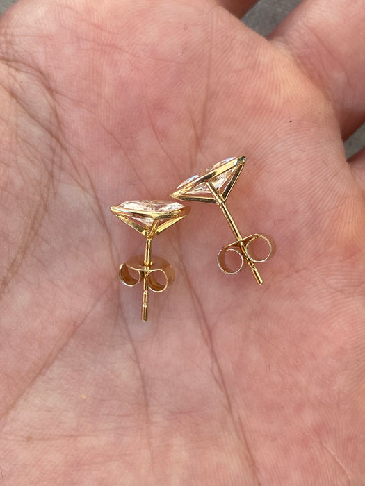 14K Gold Bezel Set Marquise Cut Lab Diamond Stud Earrings – 1.50 CTW