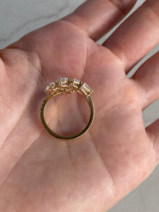 14K Multi-Stone Lab Diamond Bypass Ring