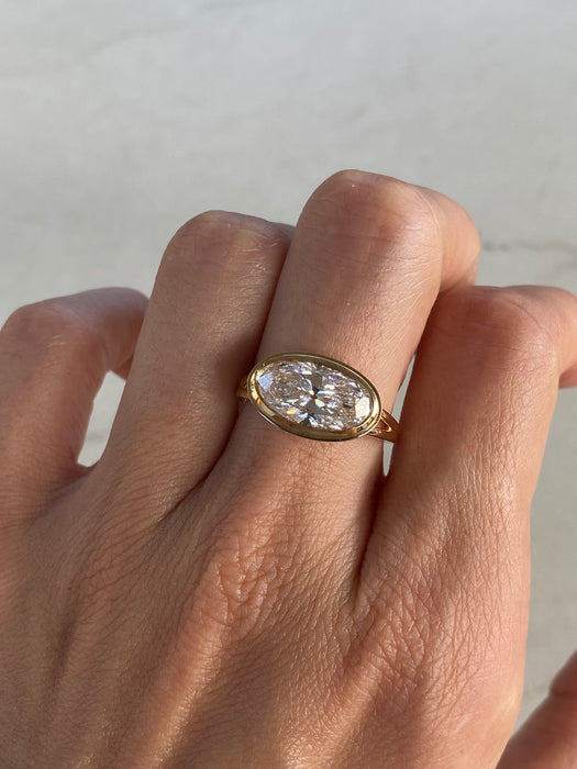 14K Double Bezel East-West Lab Diamond Oval Ring – 3.12 TCW